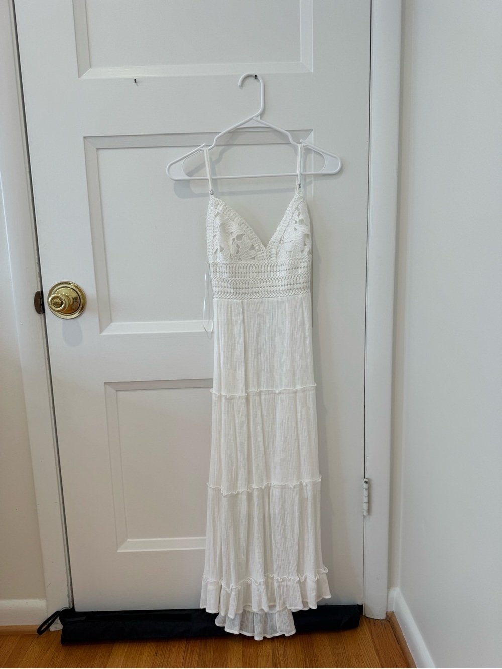 White Lace Tiered Maxi Dress - Women